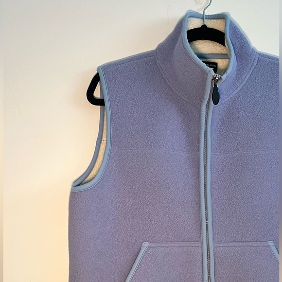 Purple Sherpa Fleece Vest with blue zipper seams two tone sherpa vest - Picture 4 of 6